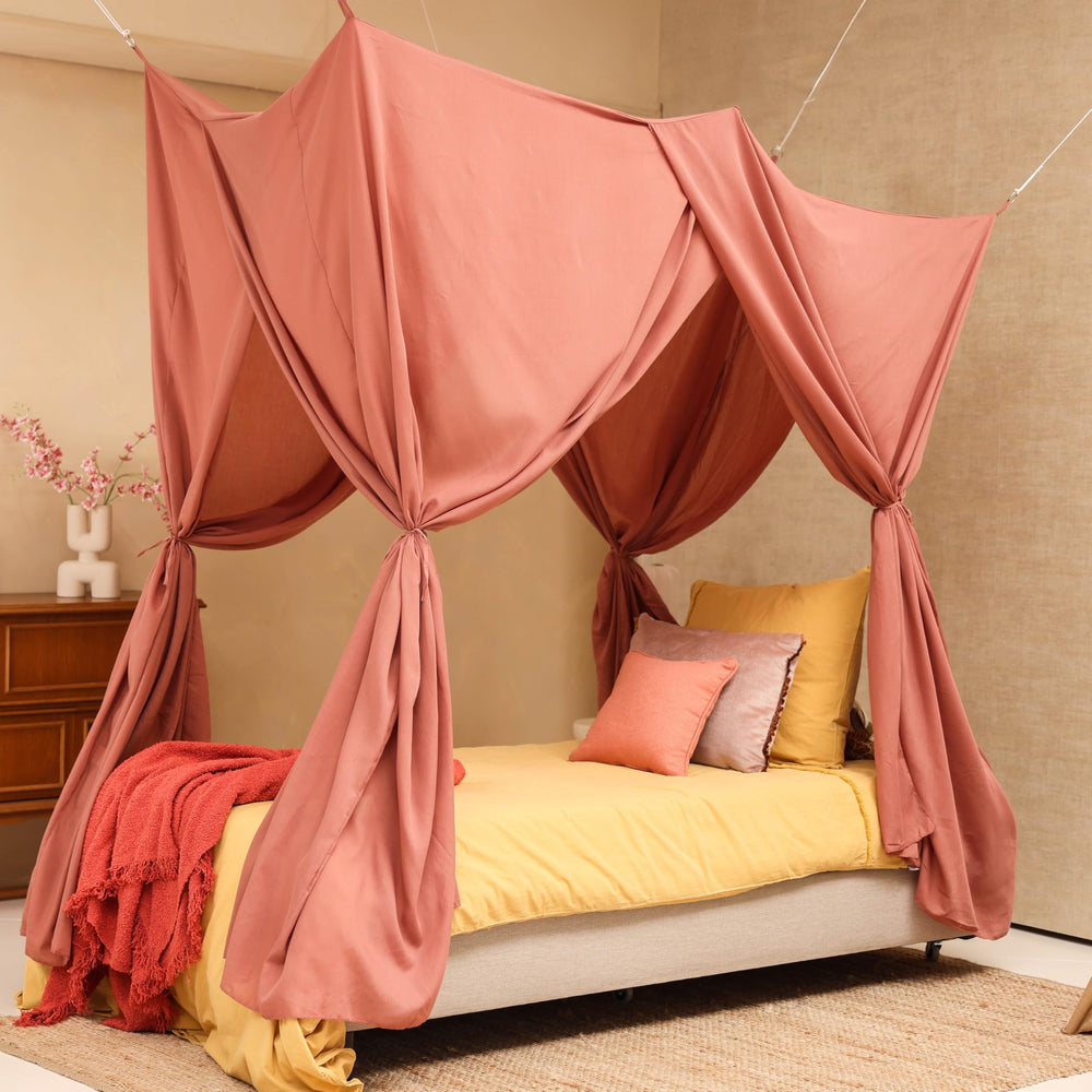 UB-STORE pink bed canopy with rectangular frame adds dreamy decor and insect protection