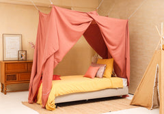 UB-STORE pink bed canopy soft fabric drape enhances cozy bedroom atmosphere
