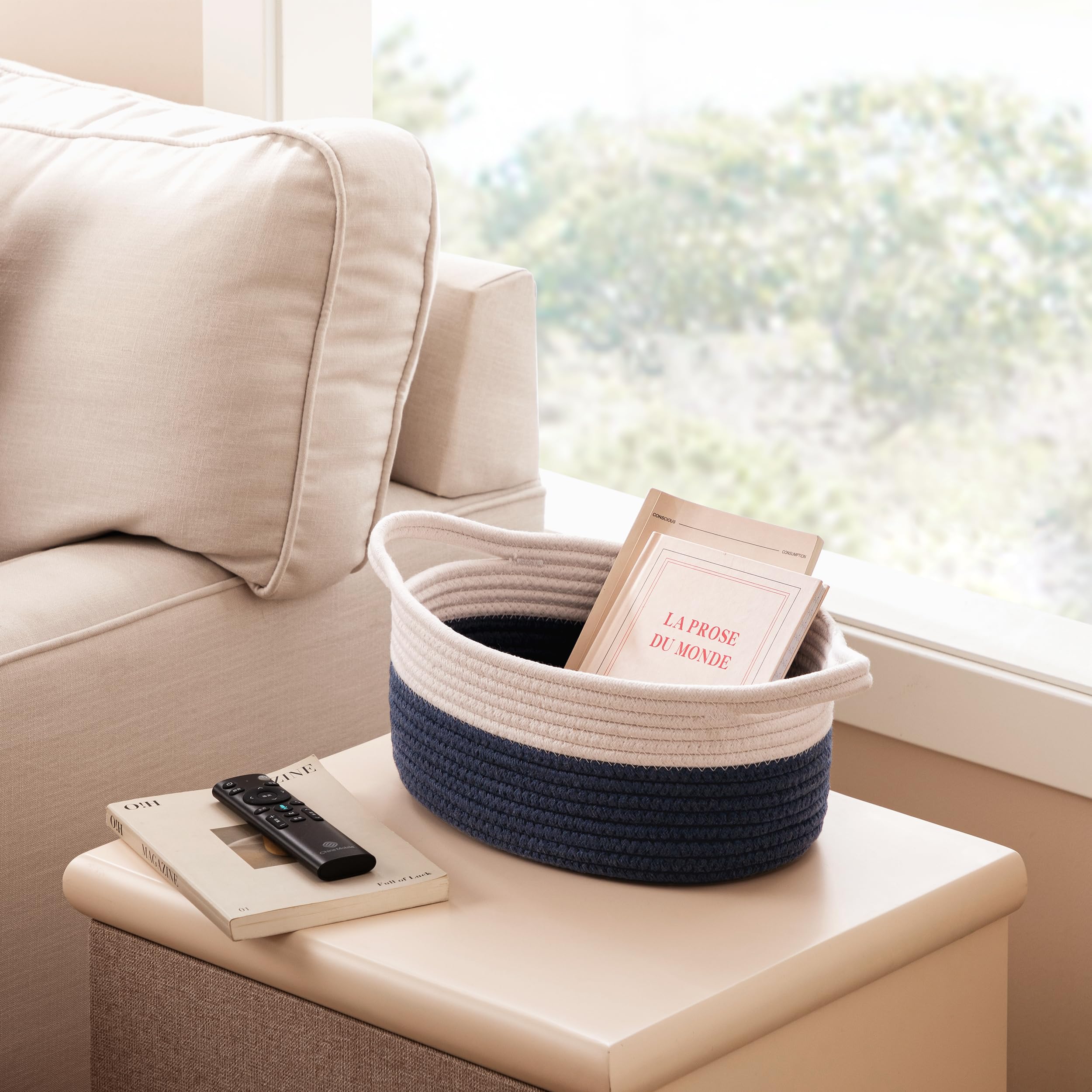 UBBCARE foldable cotton rope basket for simple storage when not in use.