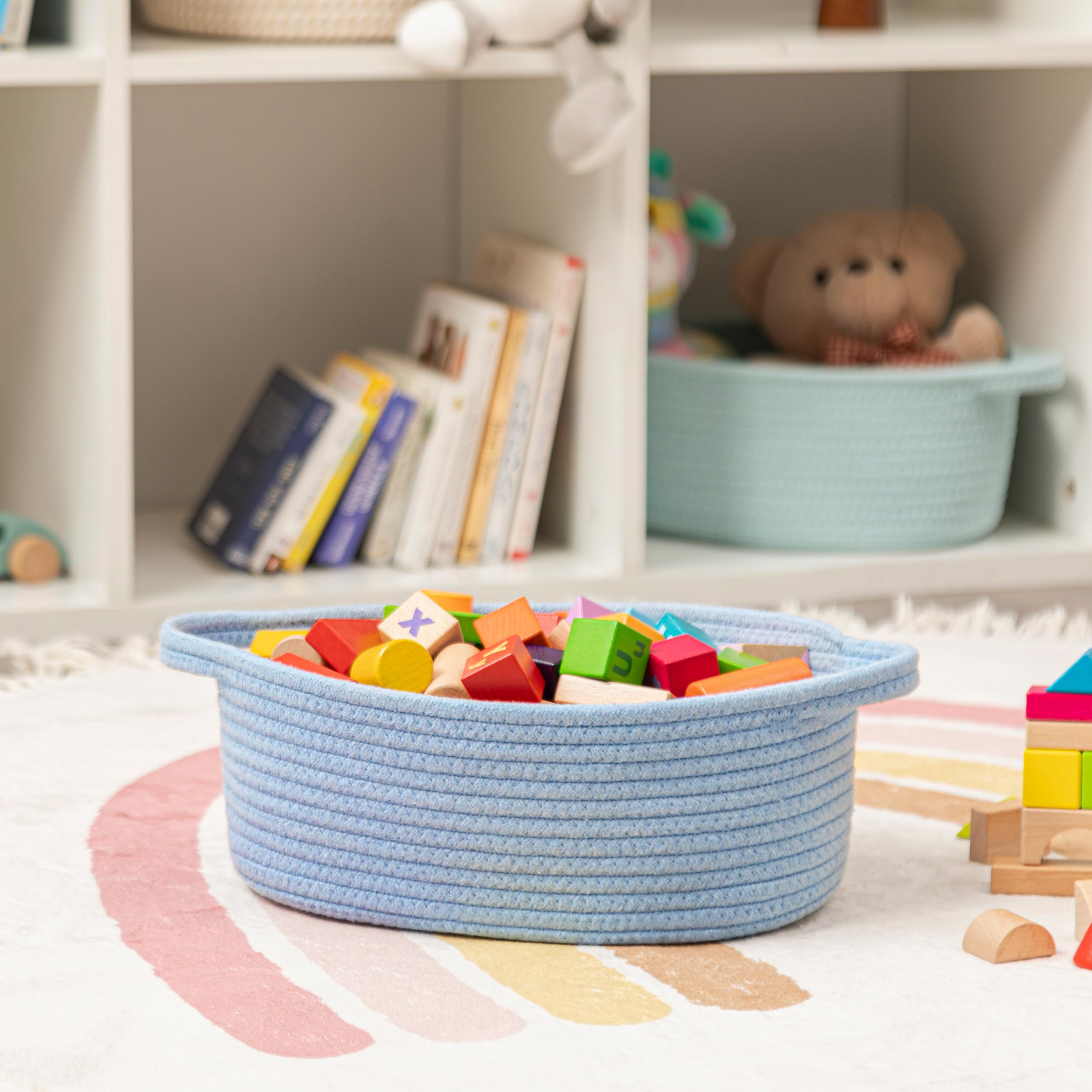 UBBCARE blue oval gift basket ready for fruits or toys.