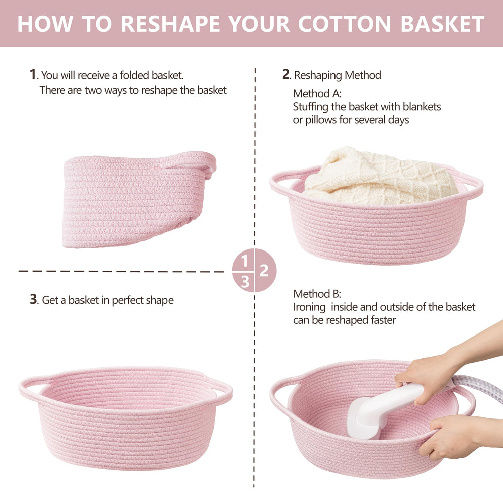 UBBCARE reshape tips for pink cotton rope basket to restore form