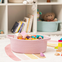 UBBCARE pink foldable storage basket on shelf