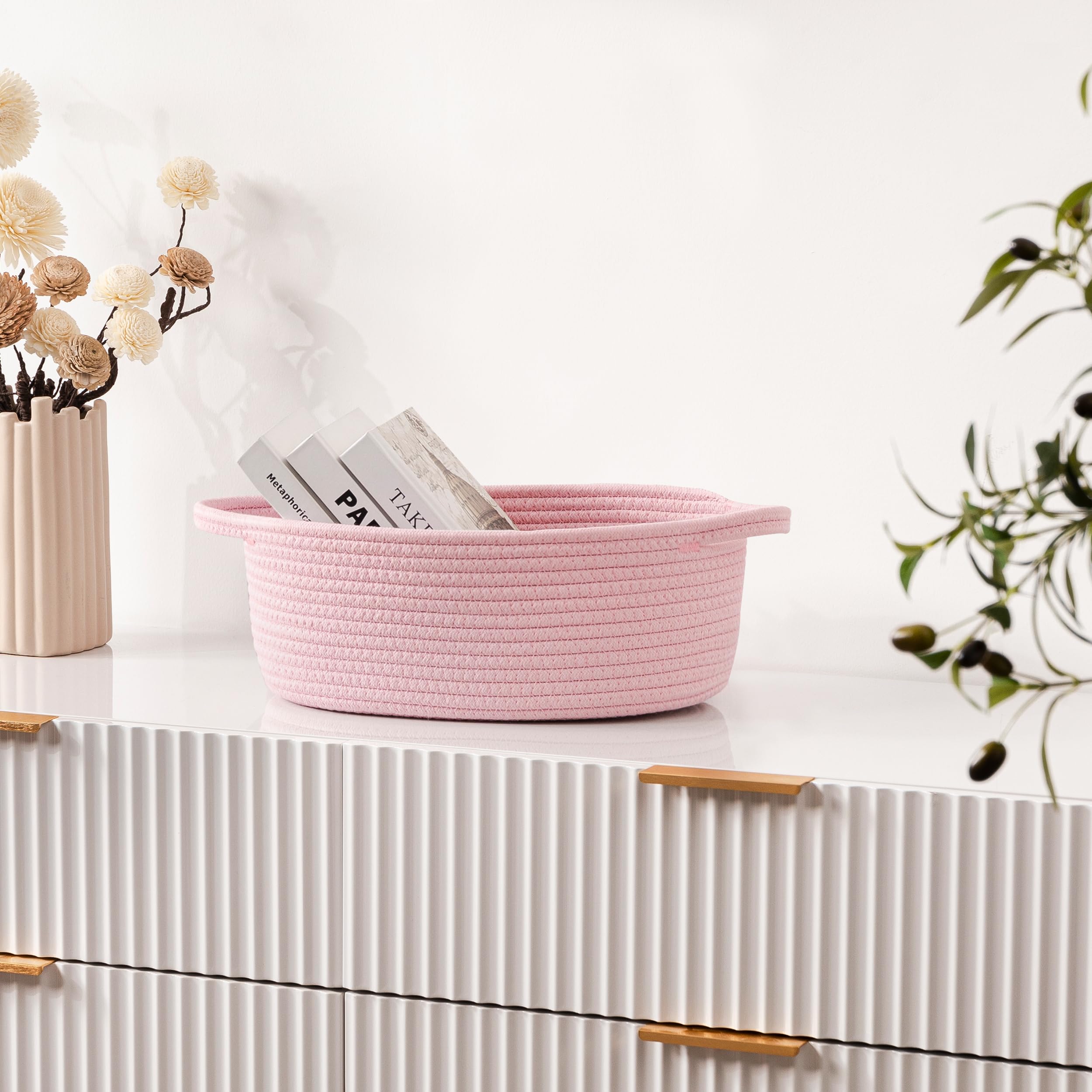 UBBCARE pink oval basket showing soft cotton texture for decor
