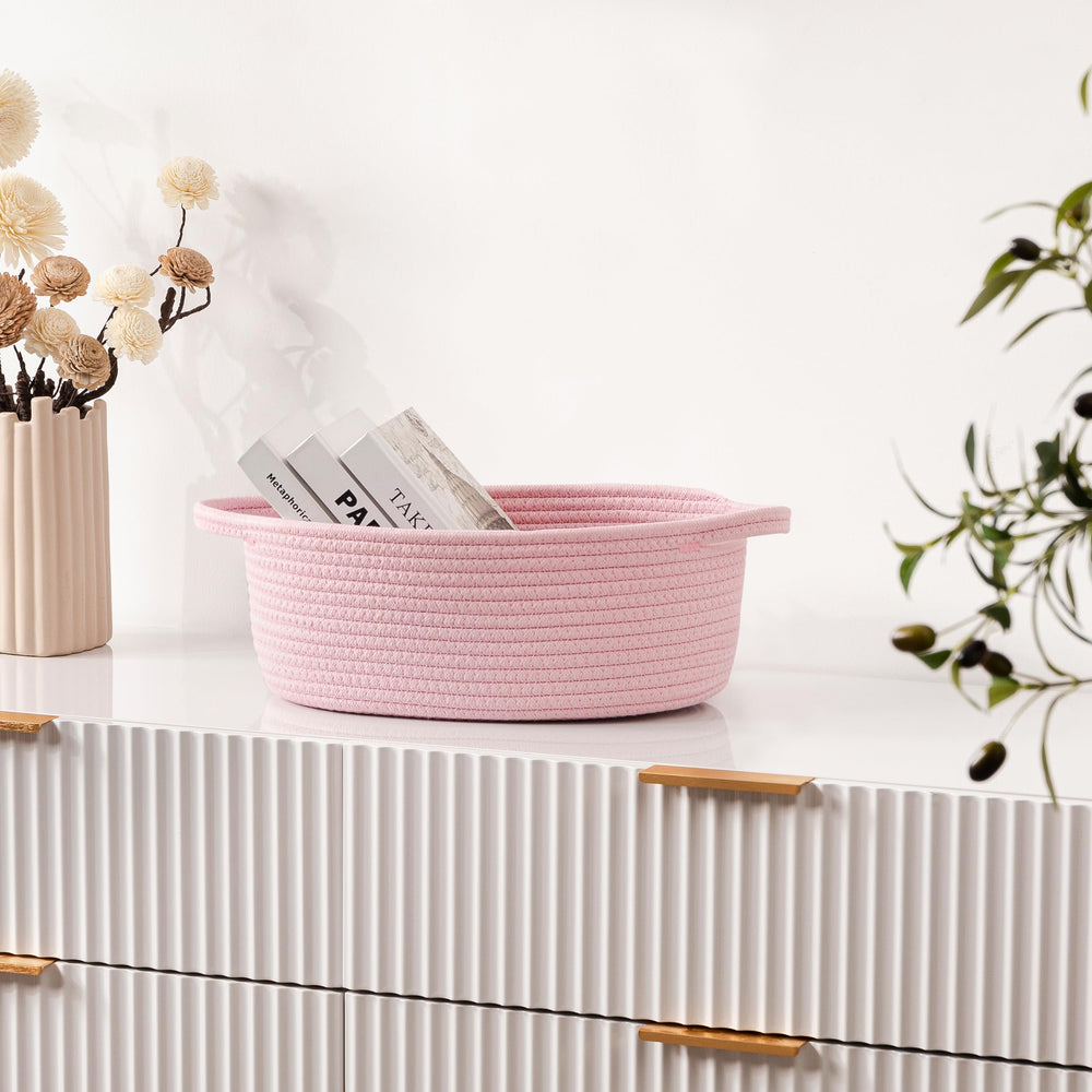 UBBCARE pink oval basket showing soft cotton texture for decor