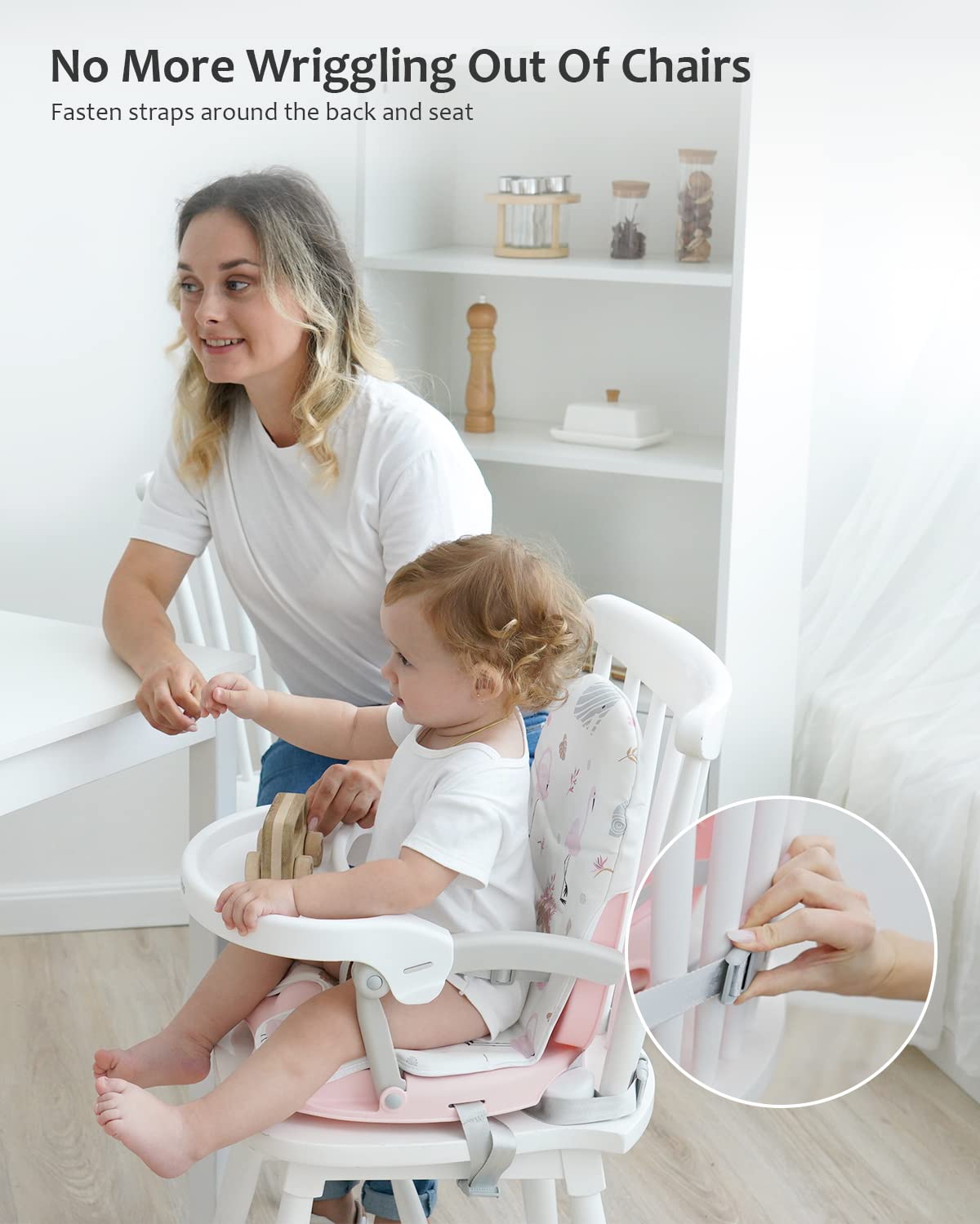 UBRAVOO booster seat adjustable heights, grows with child at the table