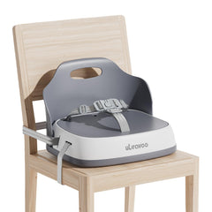 UBRAVOO baby booster seat with tray in grey for easy mealtimes