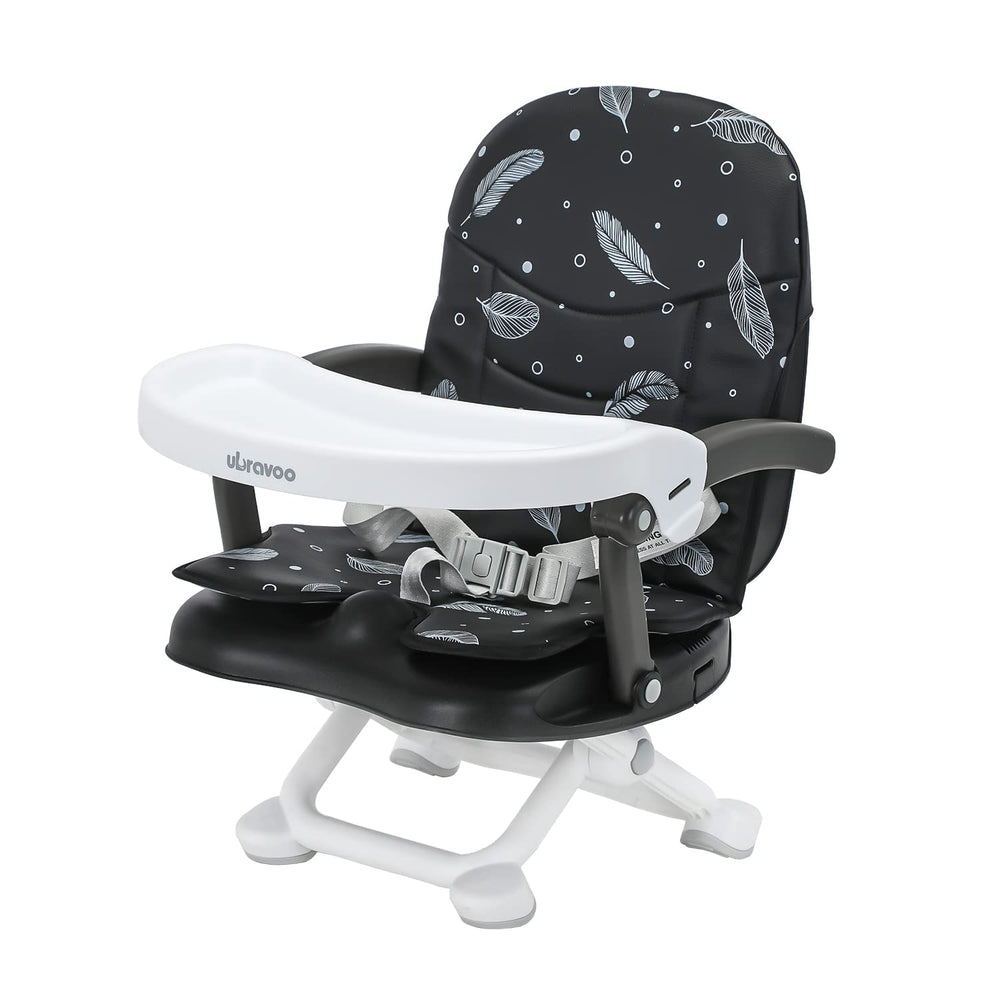 UBRAVOO booster seat with tray for dining, safe meals beside caregiver