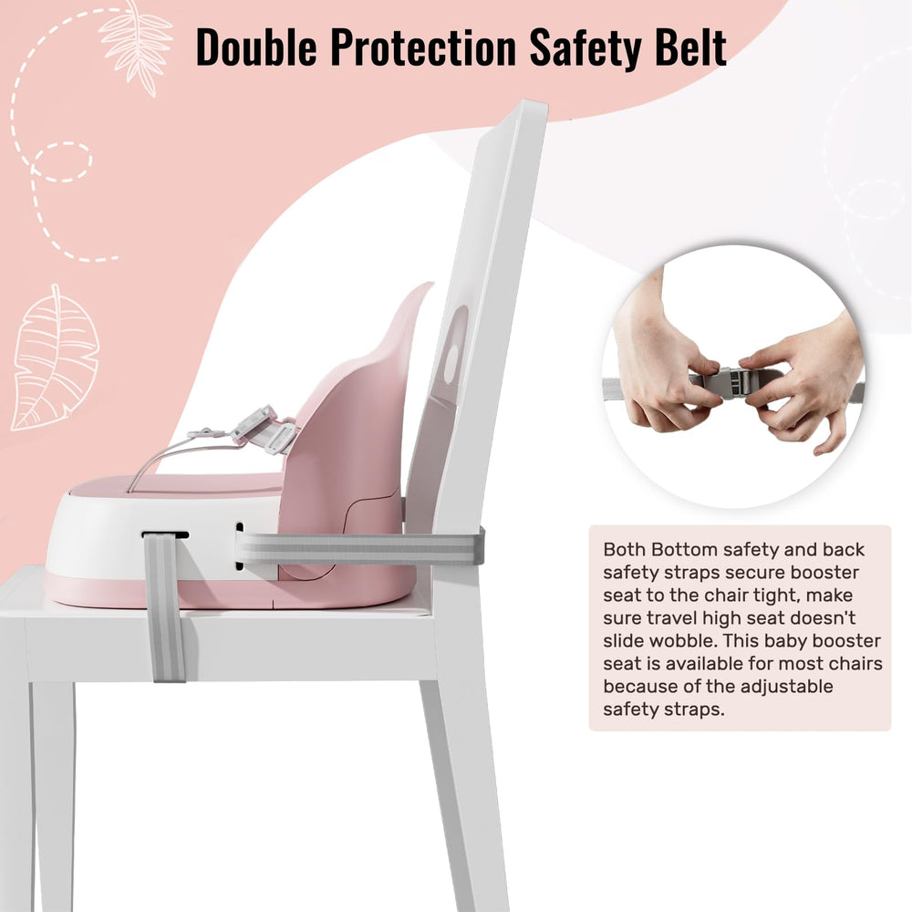 UBRAVOO booster seat attached to a dining chair ensures stable meals
