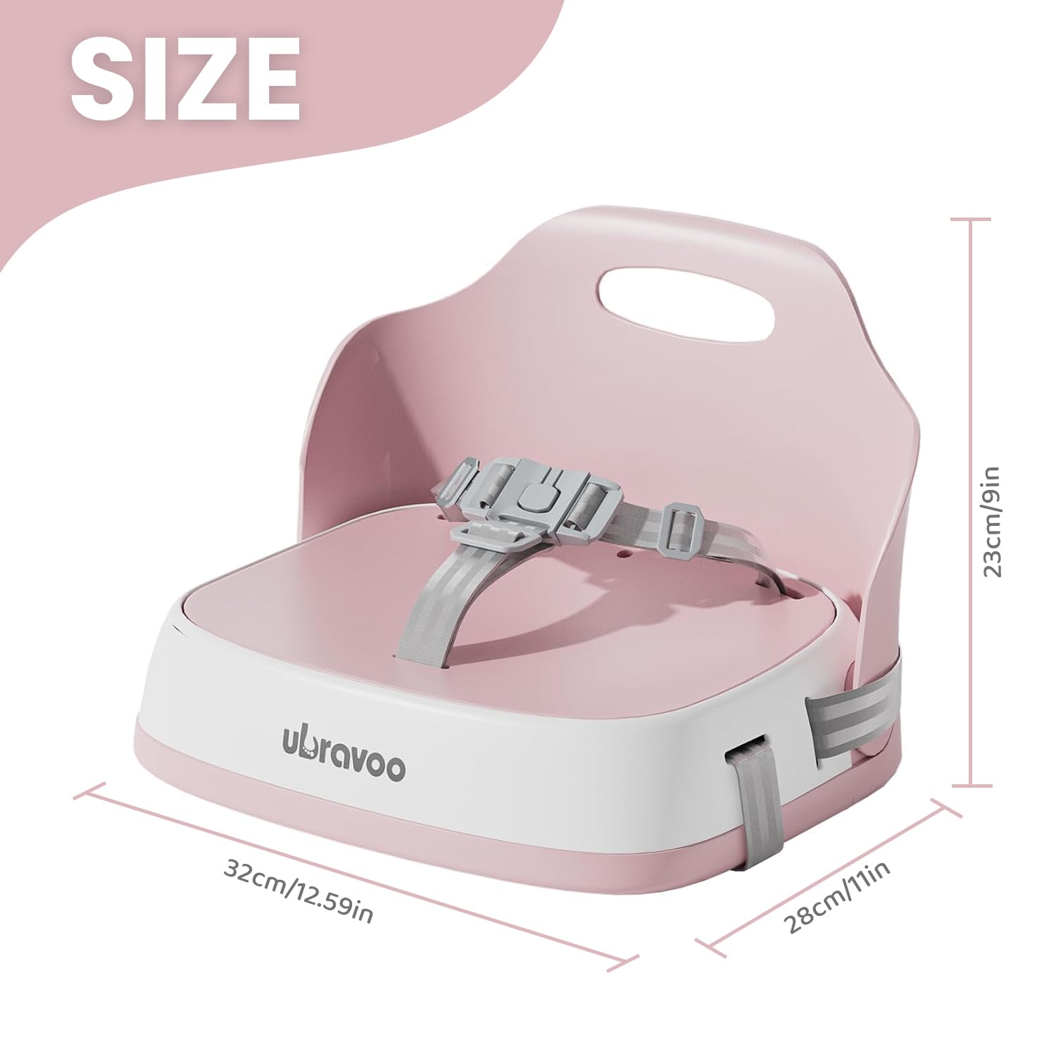 UBRAVOO portable high chair folded pink simplifies travel and storage