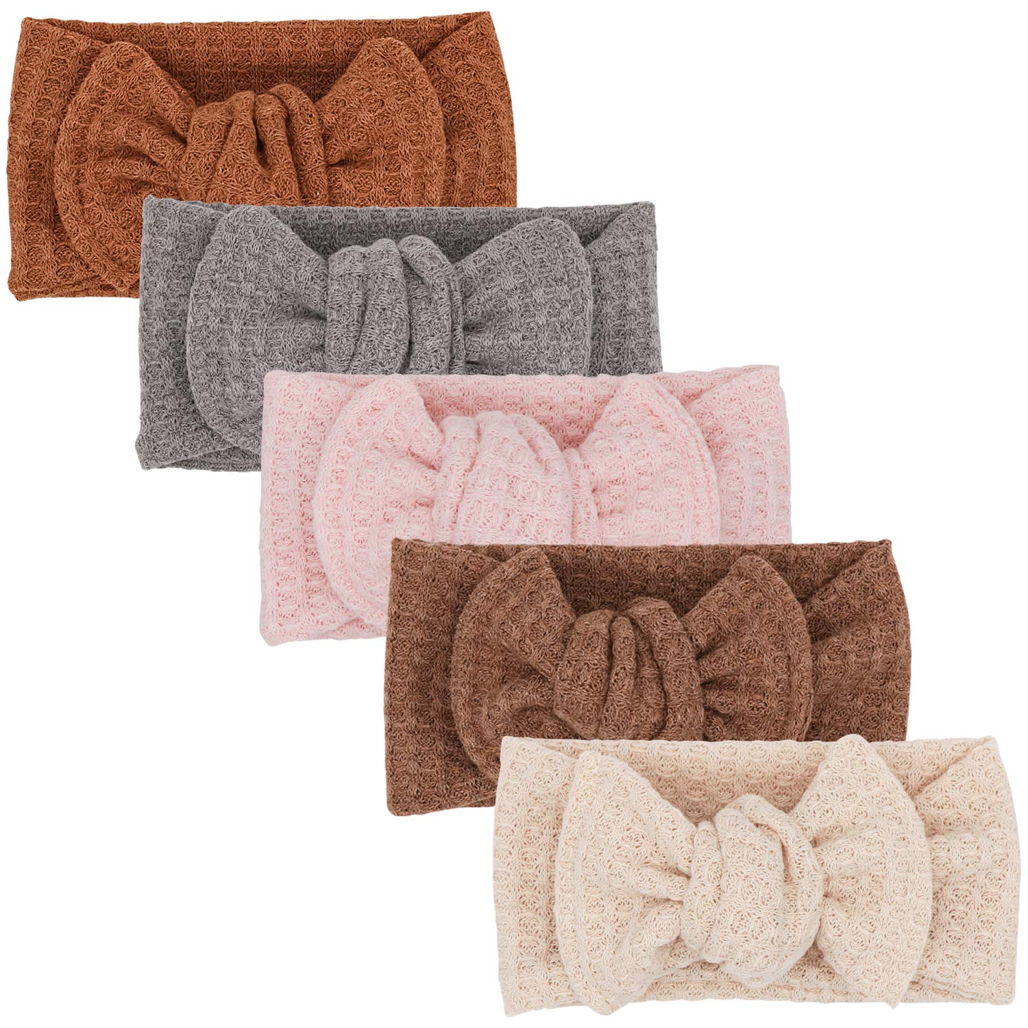 UeeSum baby headwrap cream knit, ultra-soft and adjustable for newborns.