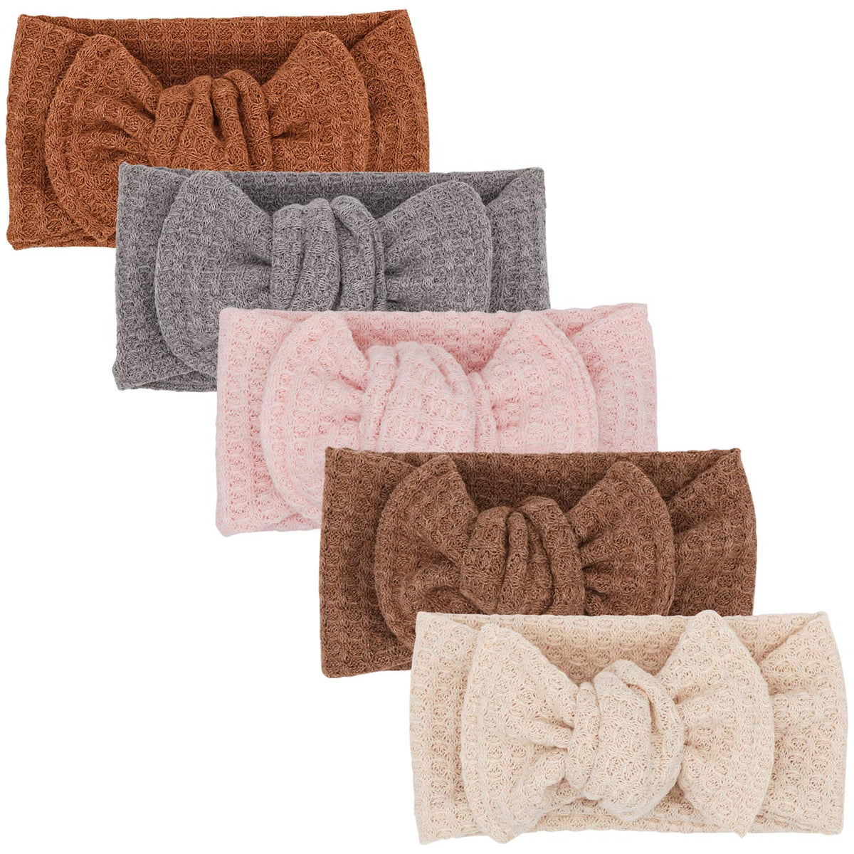 UeeSum baby headwrap cream knit, ultra-soft and adjustable for newborns.