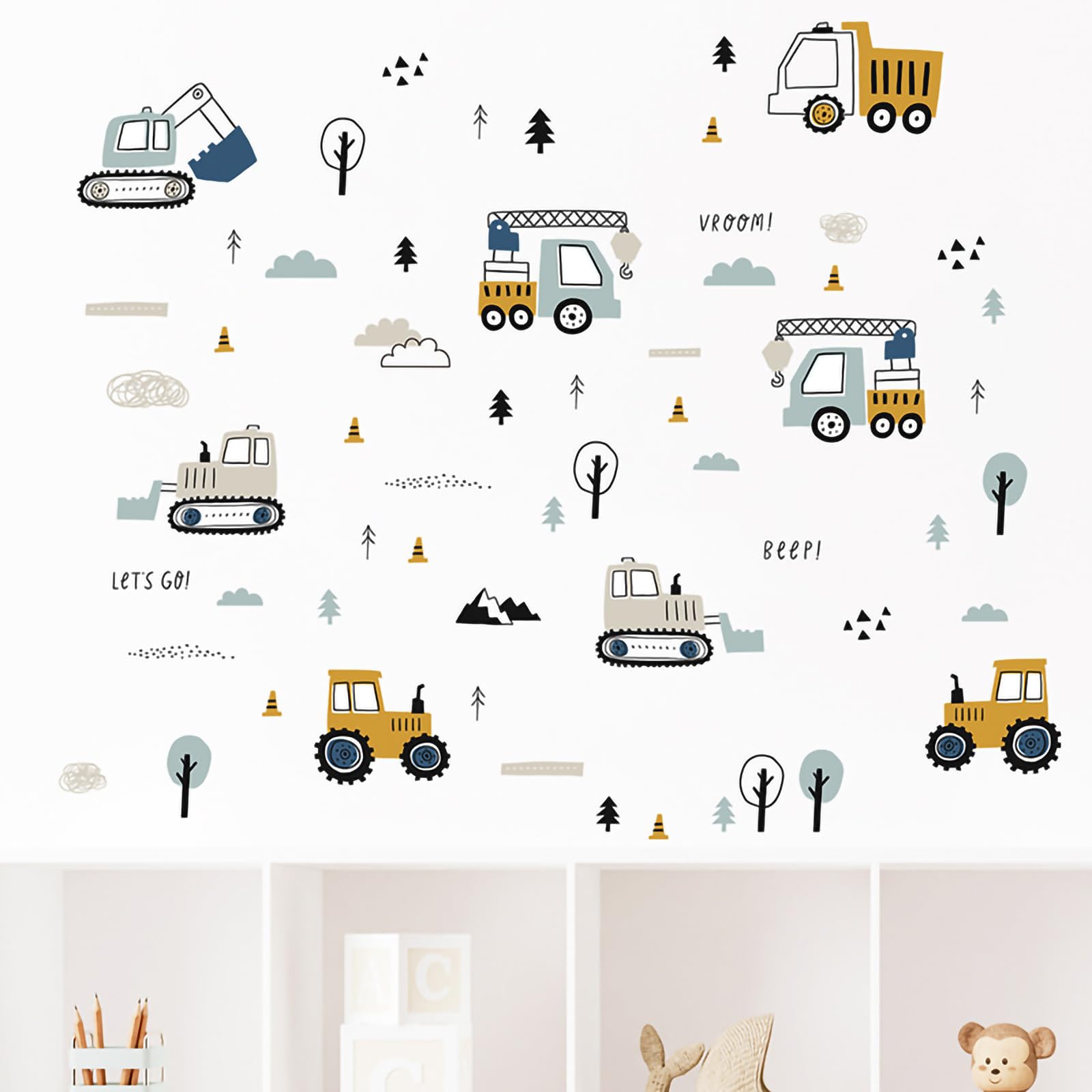 Ufengke crane decal enhances dynamic wall art for active imagination.