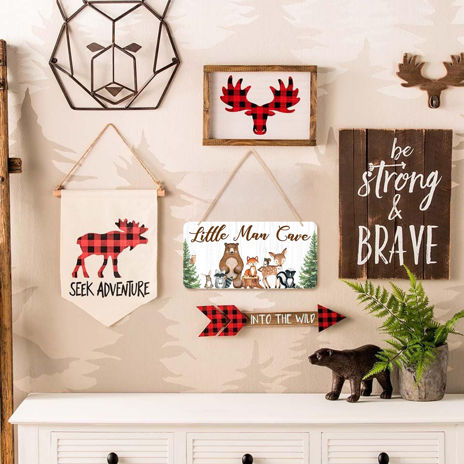 Uflashmi 12x6 sign showcases cute letters and forest critters