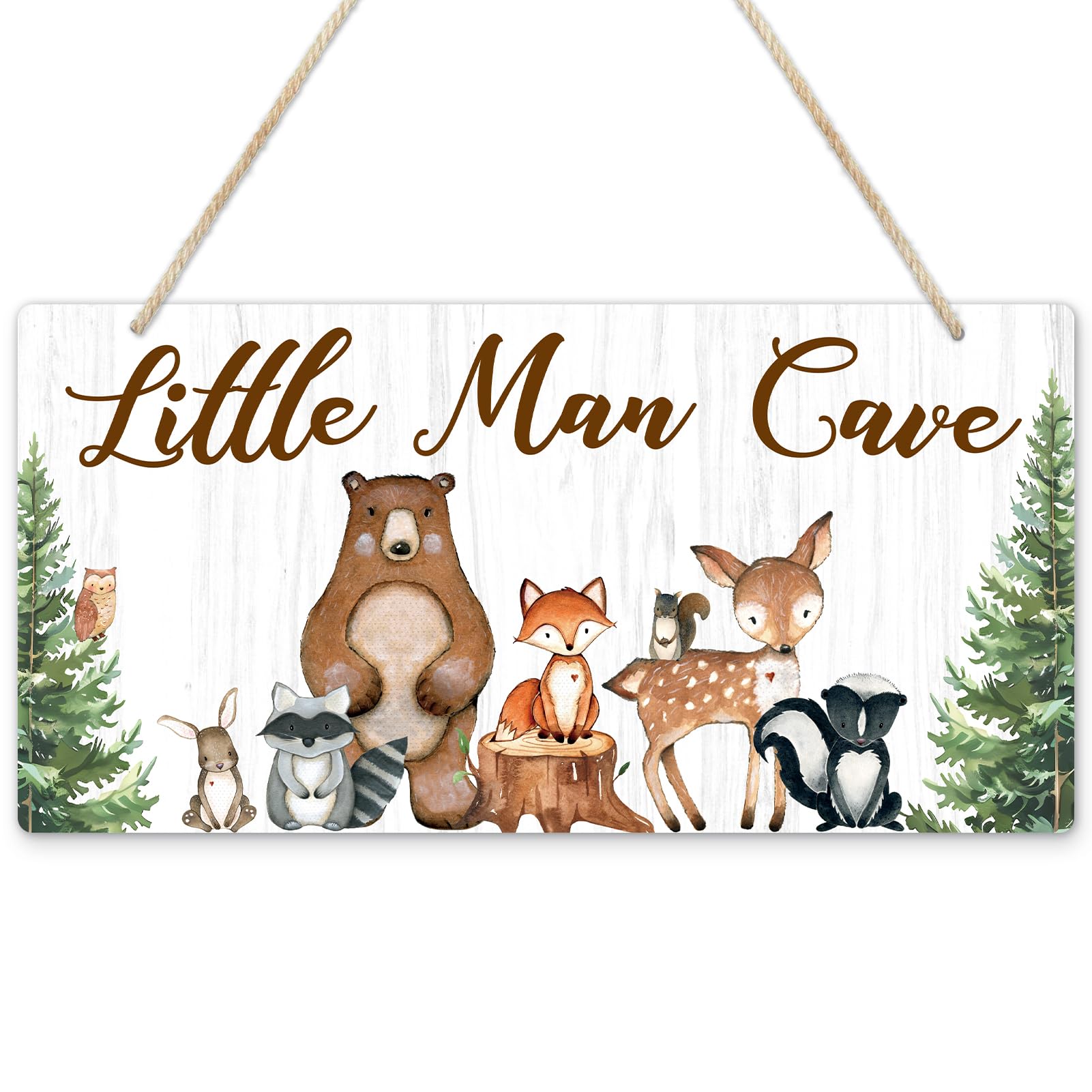Uflashmi Little Man Cave sign with forest animals, ideal nursery wall decor