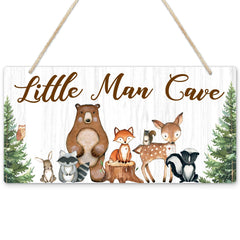 Uflashmi Little Man Cave sign with forest animals, ideal nursery wall decor