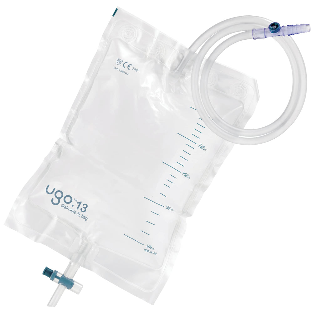 Ugo 2L night bag with T Tap for sterile, continuous drainage.