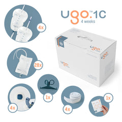 Ugo carry handle design enables easy travel with urology supplies.