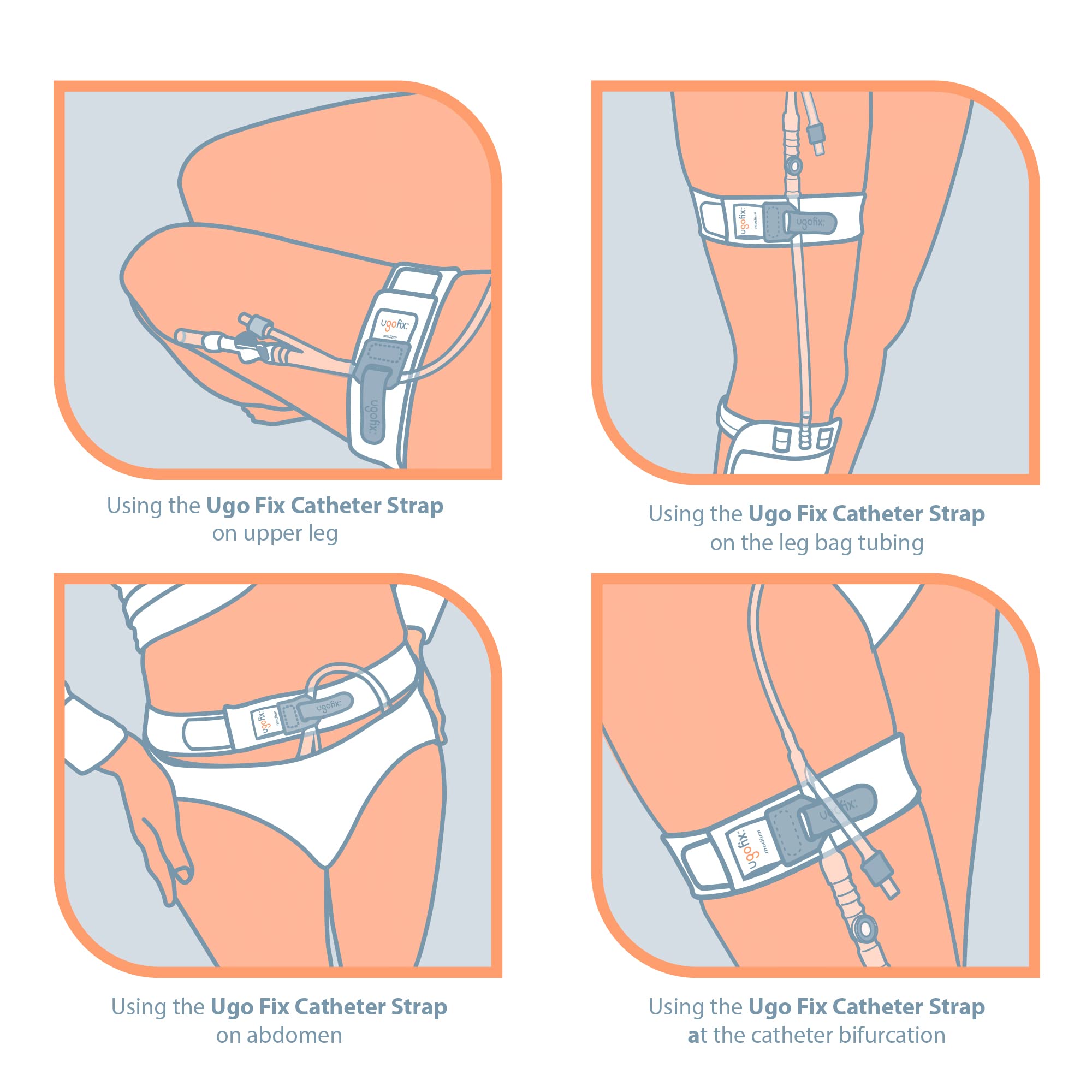 Ugo Fix Catheter Strap secures during activities like walking.