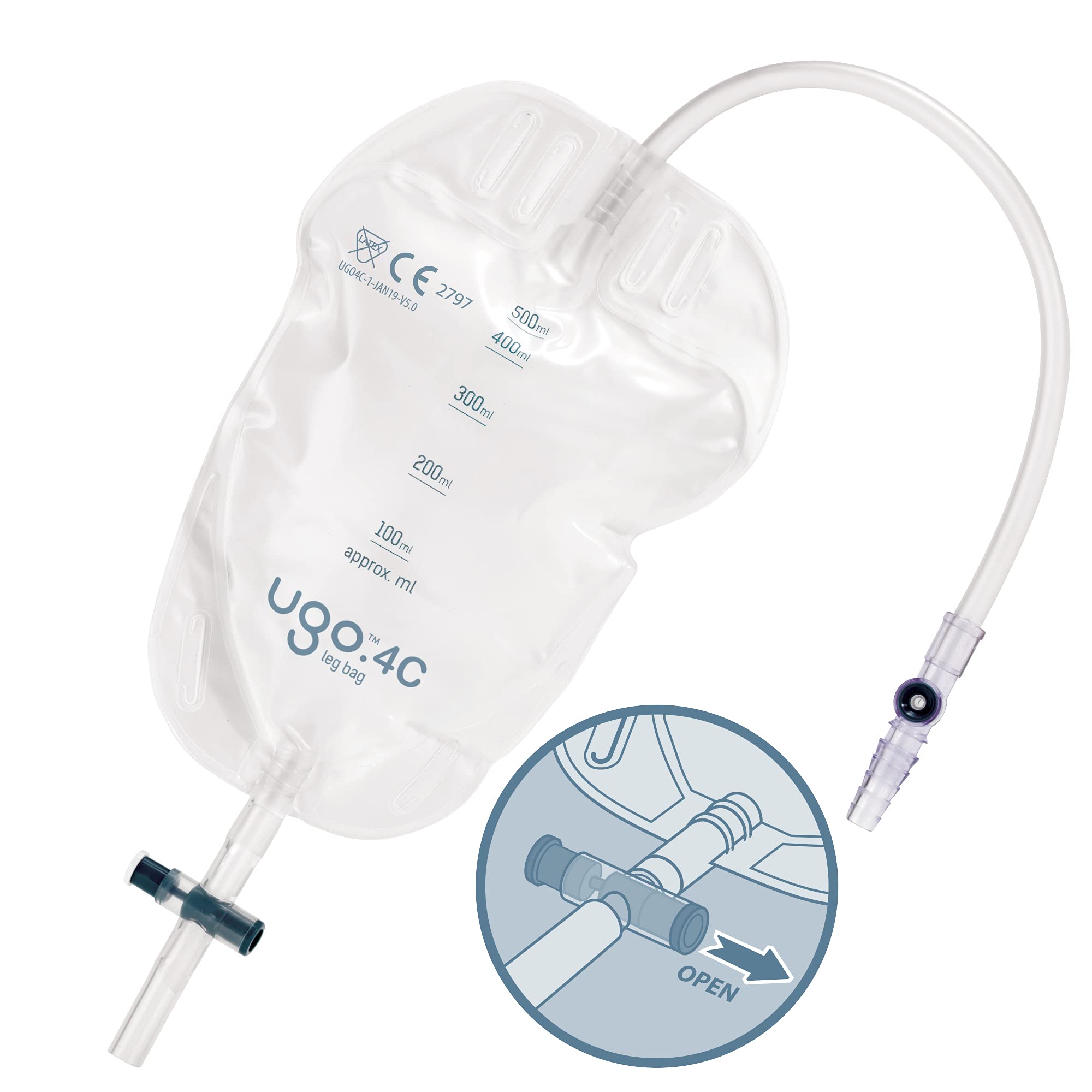 Ugo Leg Bags with T Tap valve for secure urine drainage.
