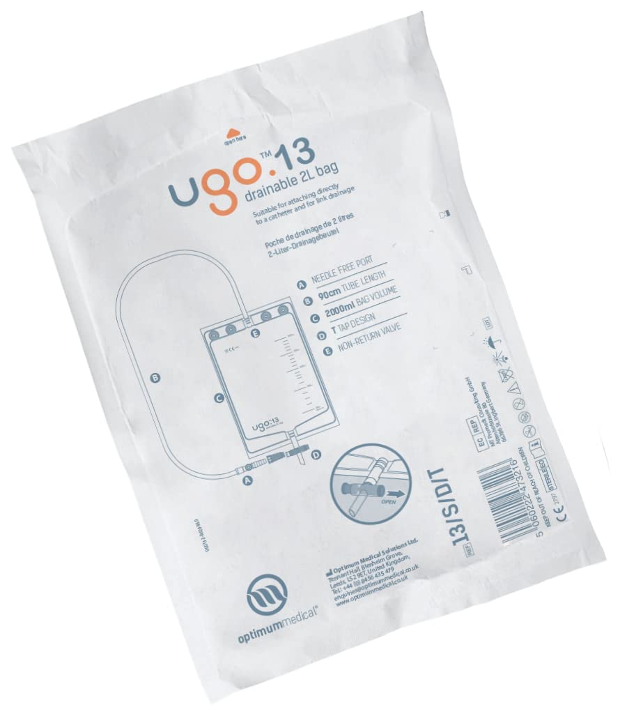 Ugo sterile 2L night bags packed for ready-to-use care.