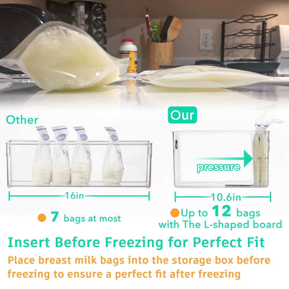 Bags stand neatly for quick access in the fridge or freezer.