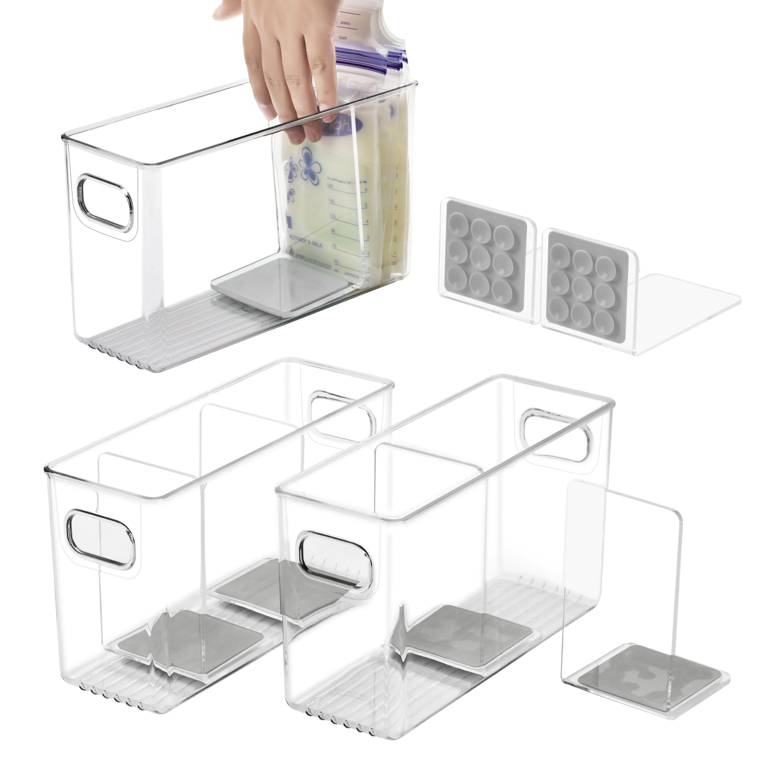 Ugotfeels breastmilk storage 2-pack front view with space-saving design.
