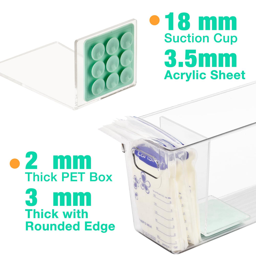 Suction cups anchor dividers to keep bags even