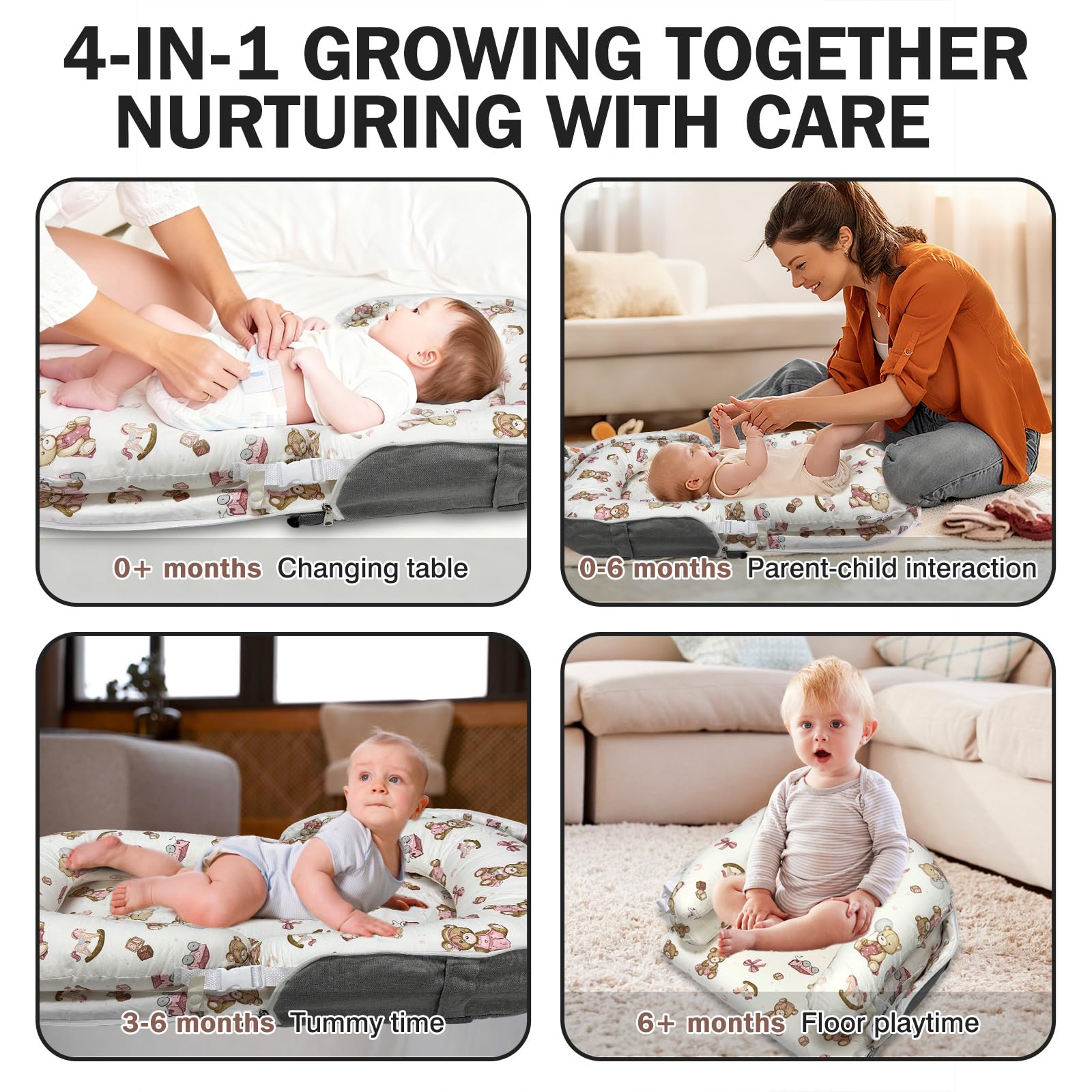 UGRASEA baby lounger machine washable cover simplifies cleaning after messy moments