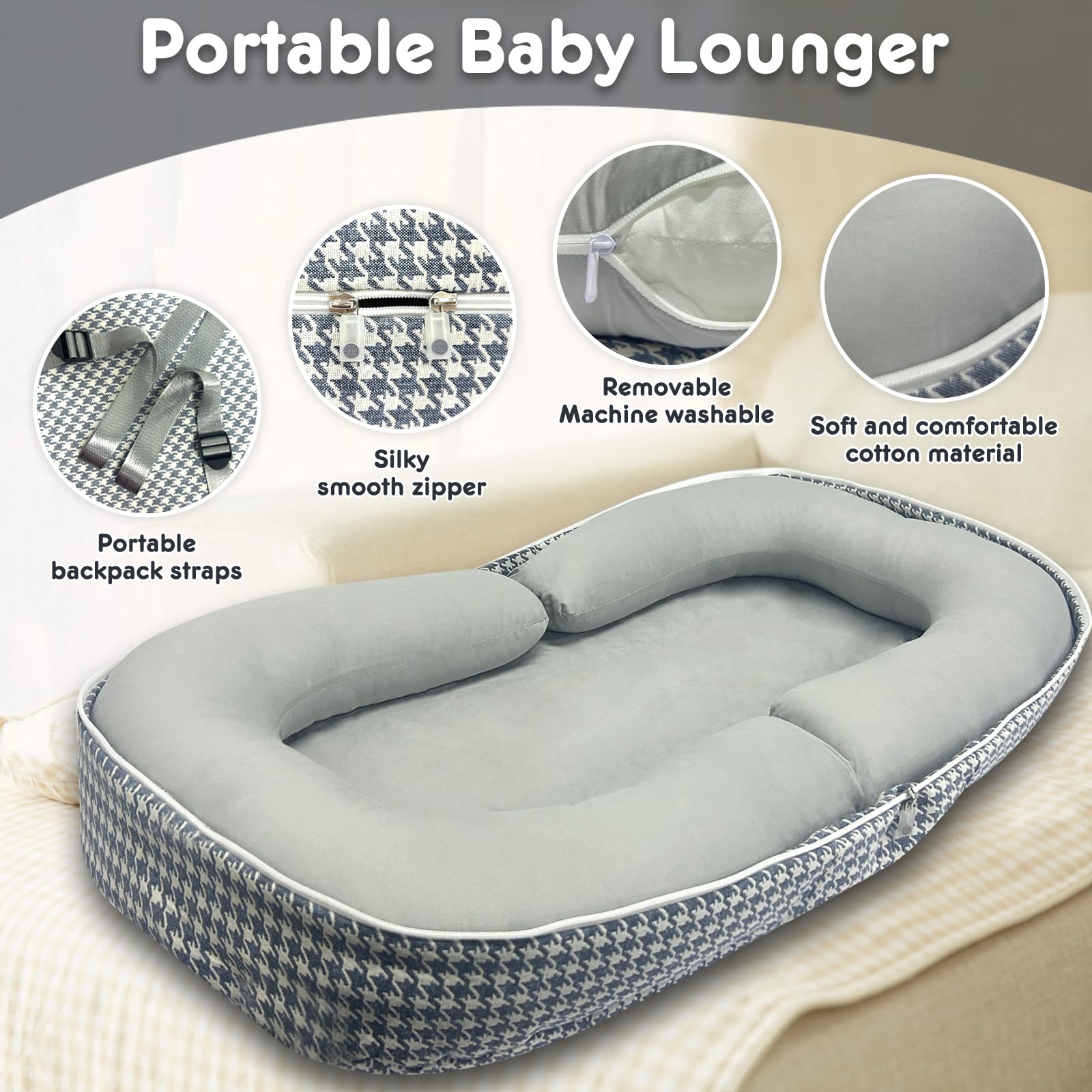 UGRASEA baby nest cover gray with breathable material