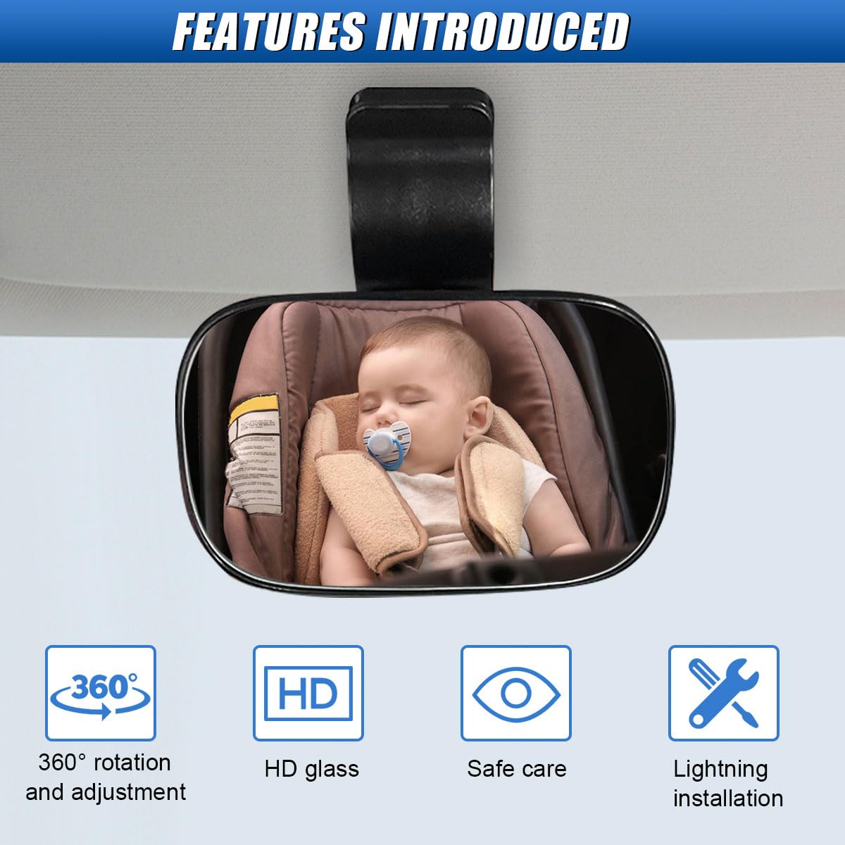 UHANBUT easy clip installation on interior panel or visor.