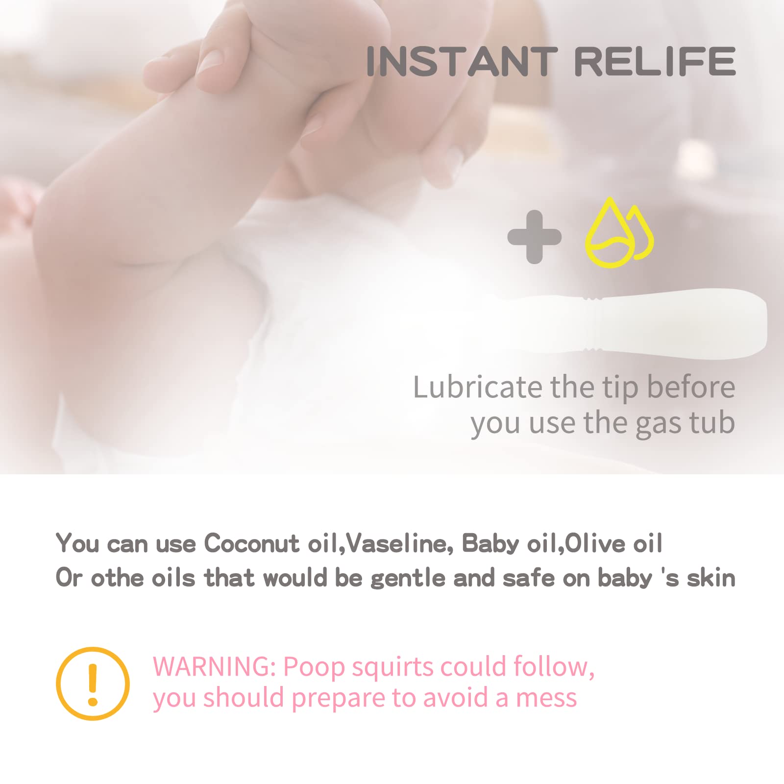 uhfi gas reliever features parent-proof stopper for safe insertion