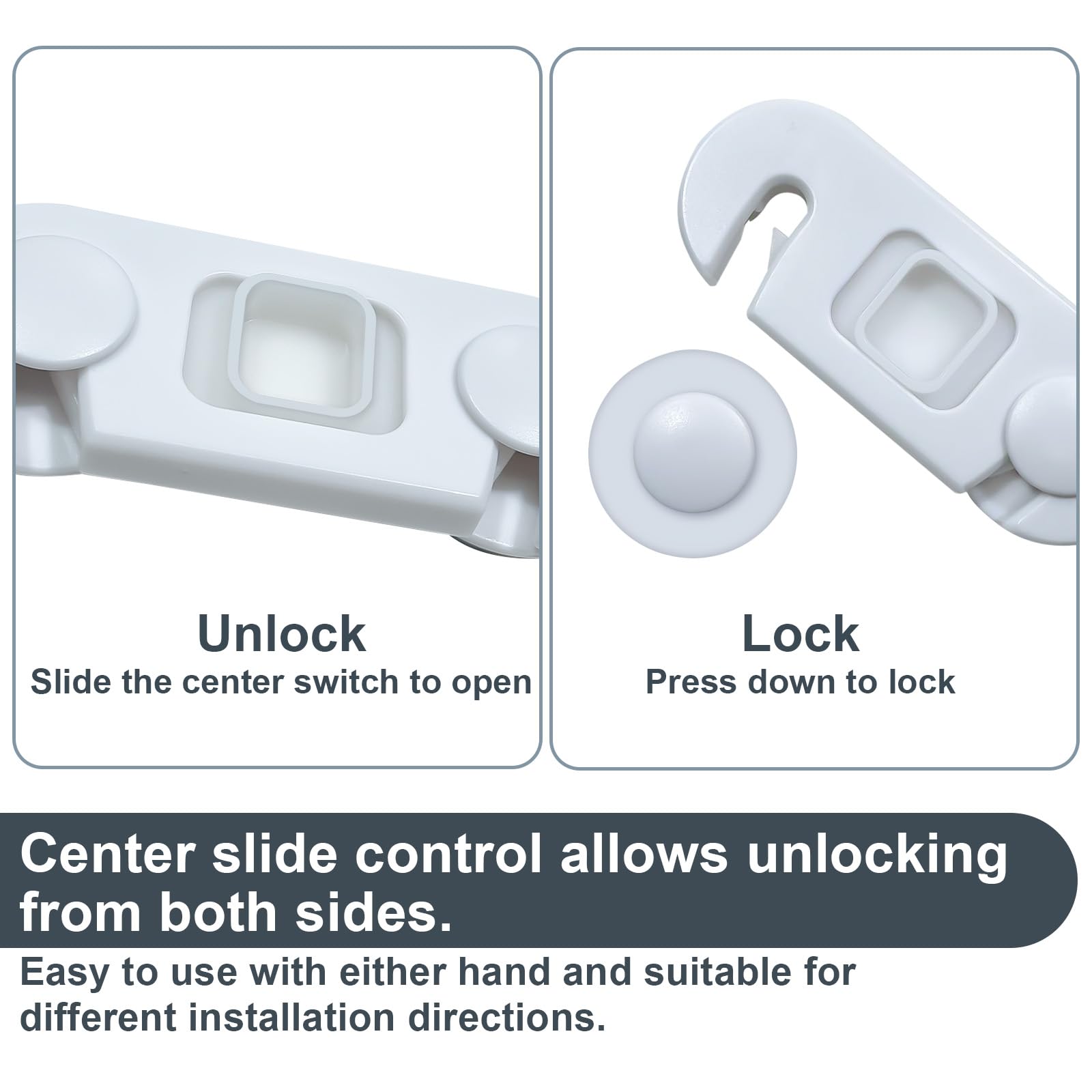 Uhimooi cabinet lock attached with adhesive for drill‑free setup.