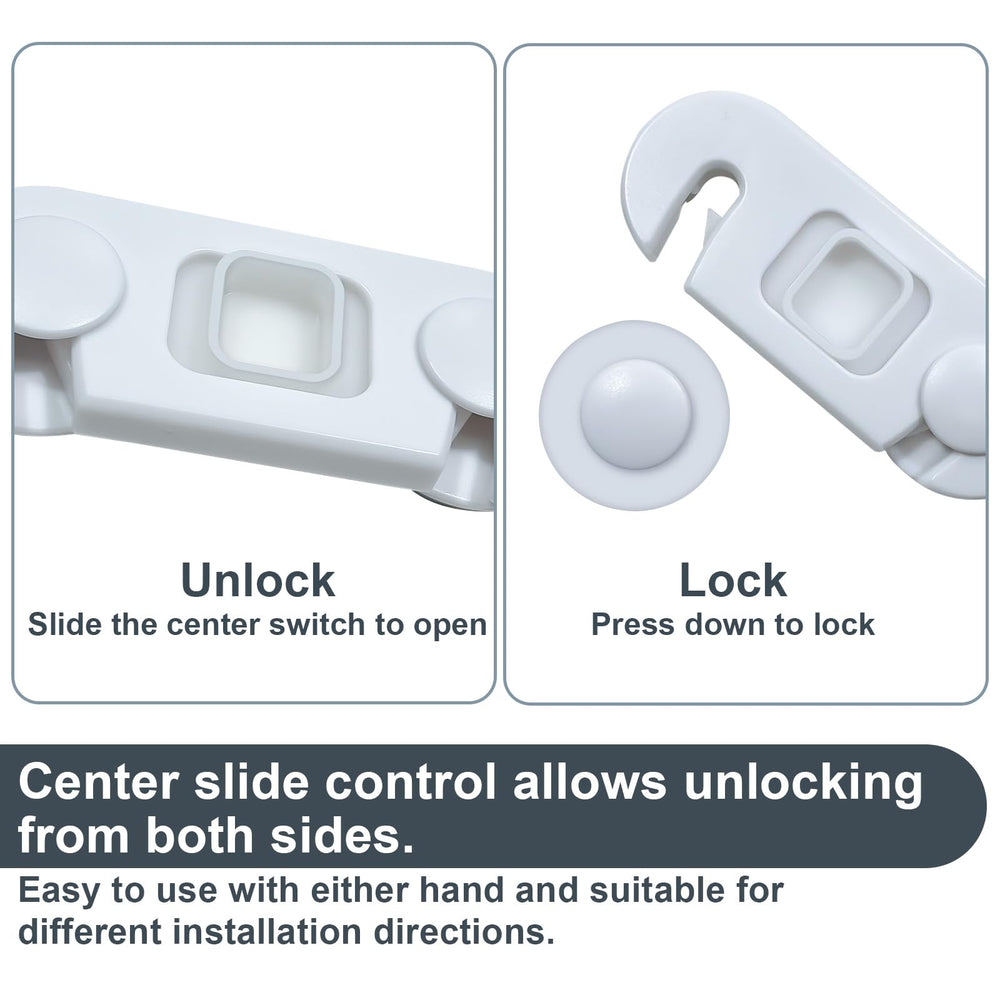 Uhimooi cabinet lock attached with adhesive for drill‑free setup.