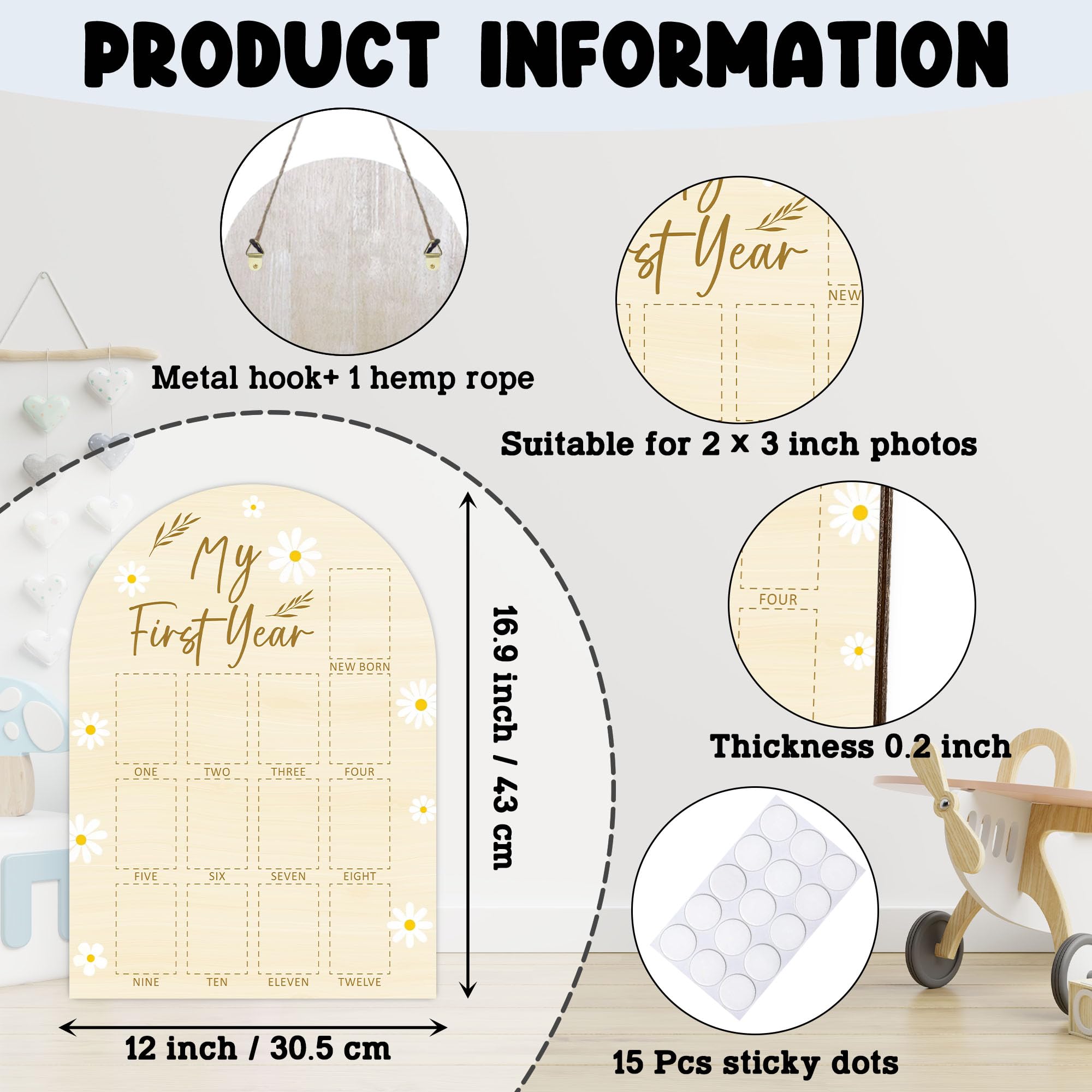 UIBOVA baby milestone signs for 2x3 photos, easy wall display