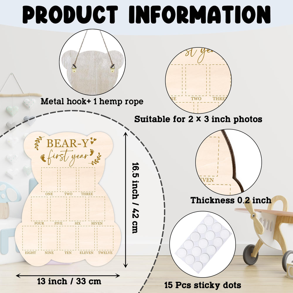 UIBOVA Bear milestone photos display for monthly memories in a neat layout
