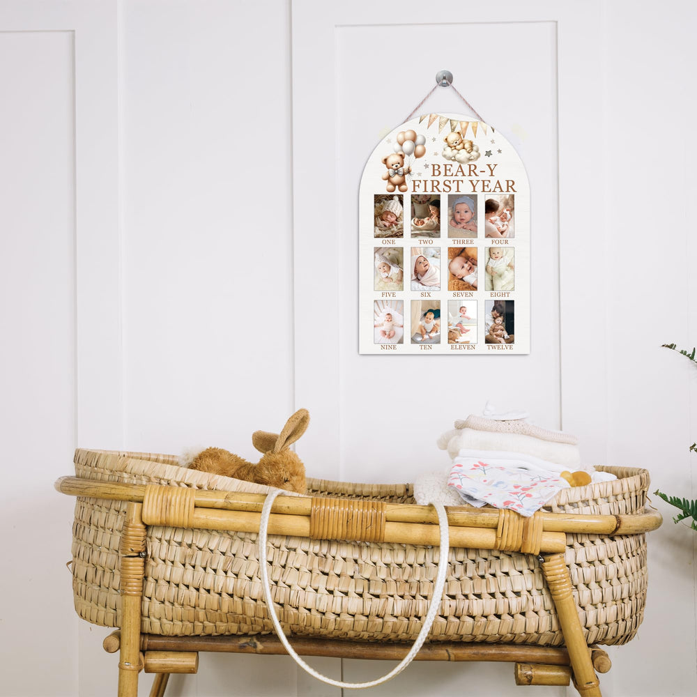 UIBOVA Bear-Y milestone board complements nursery decor and makes a thoughtful gift.