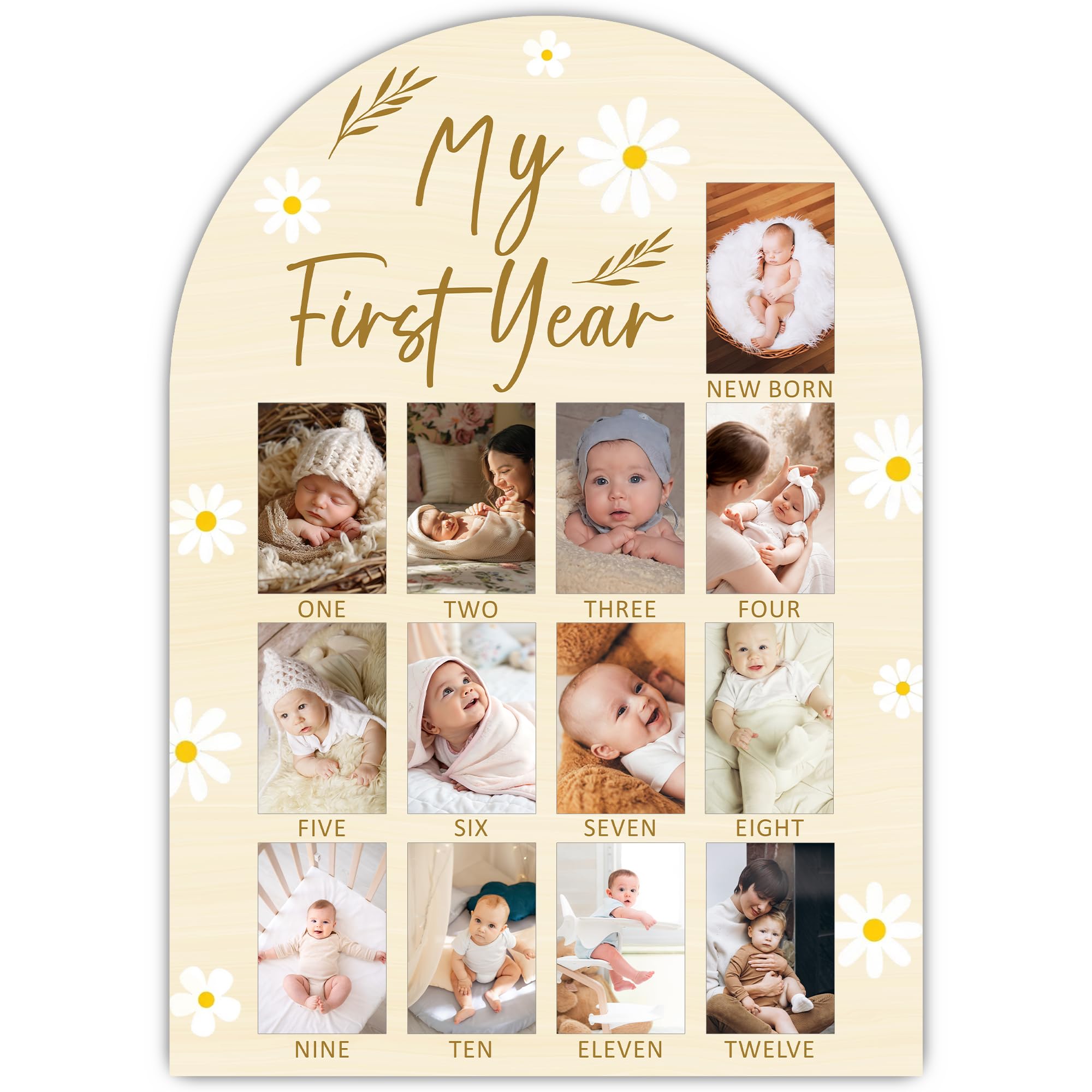 UIBOVA first-year photo board with daisy design for baby milestones