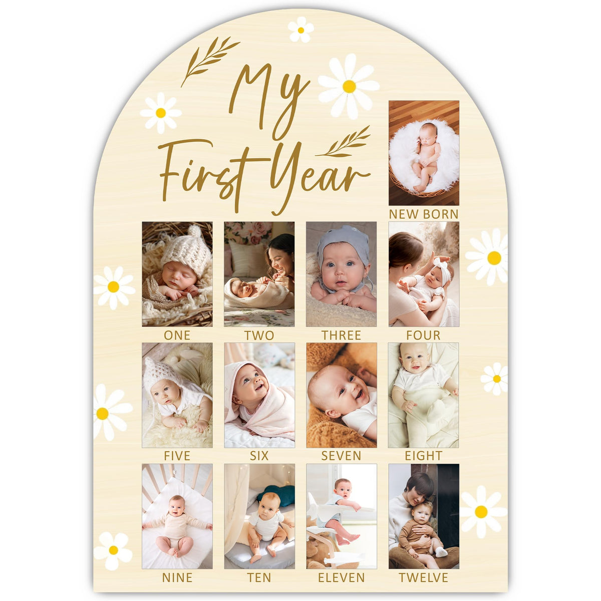 UIBOVA first-year photo board with daisy design for baby milestones