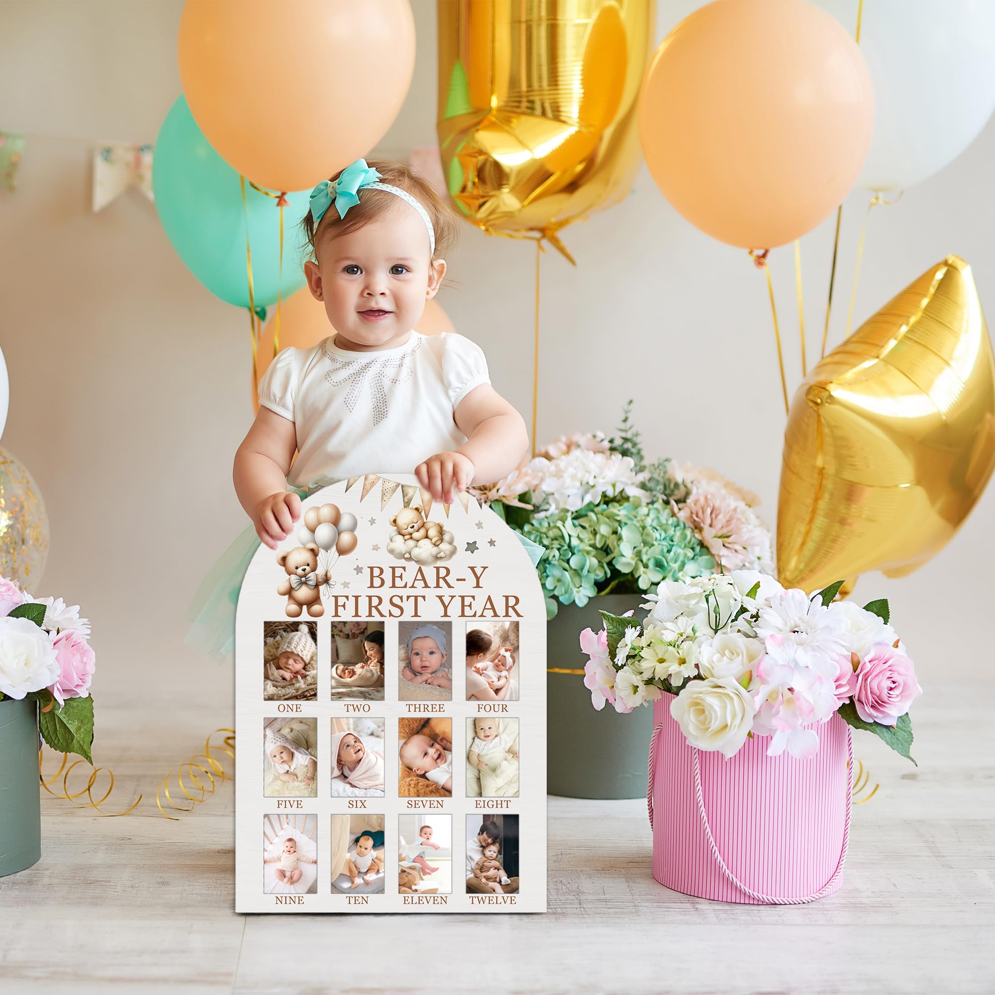 UIBOVA My First Year Photo Board ready for baby shower gifting and keepsake moments.