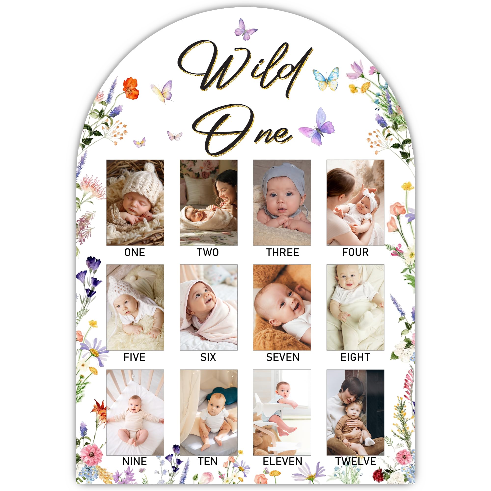 UIBOVA Wild One Photo Board setup displaying baby's first year milestones