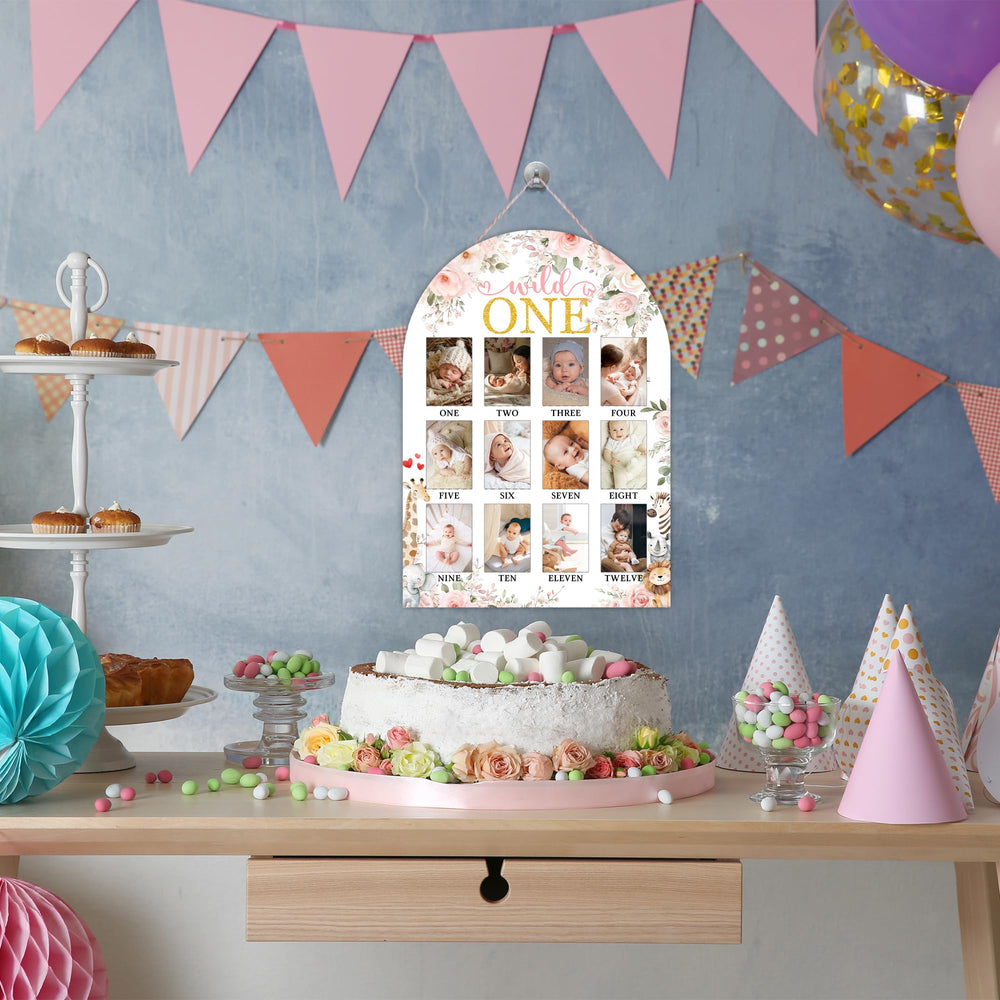 UIBOVA Wild One Year Photo Board holds 2x3 photos for 12-13 memories