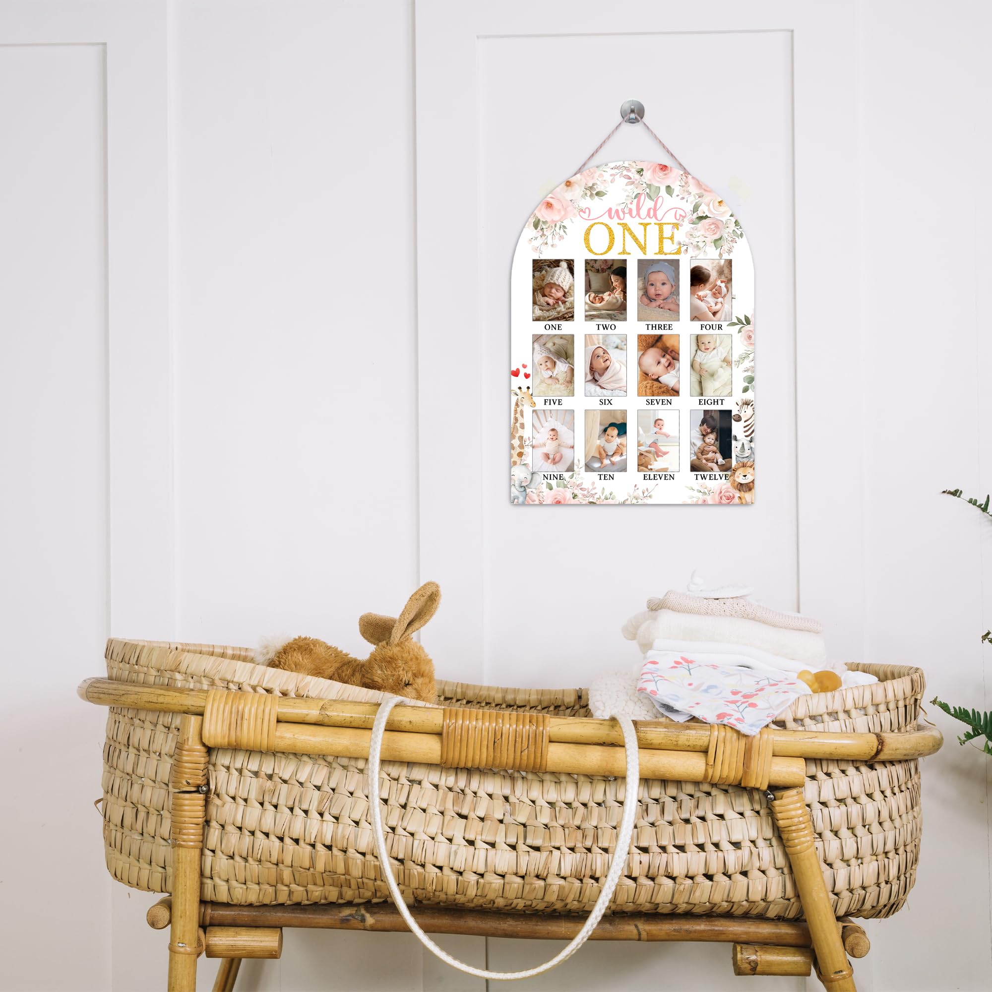 UIBOVA Wild One Year Photo Board, a gender-neutral gift for baby showers and nurseries