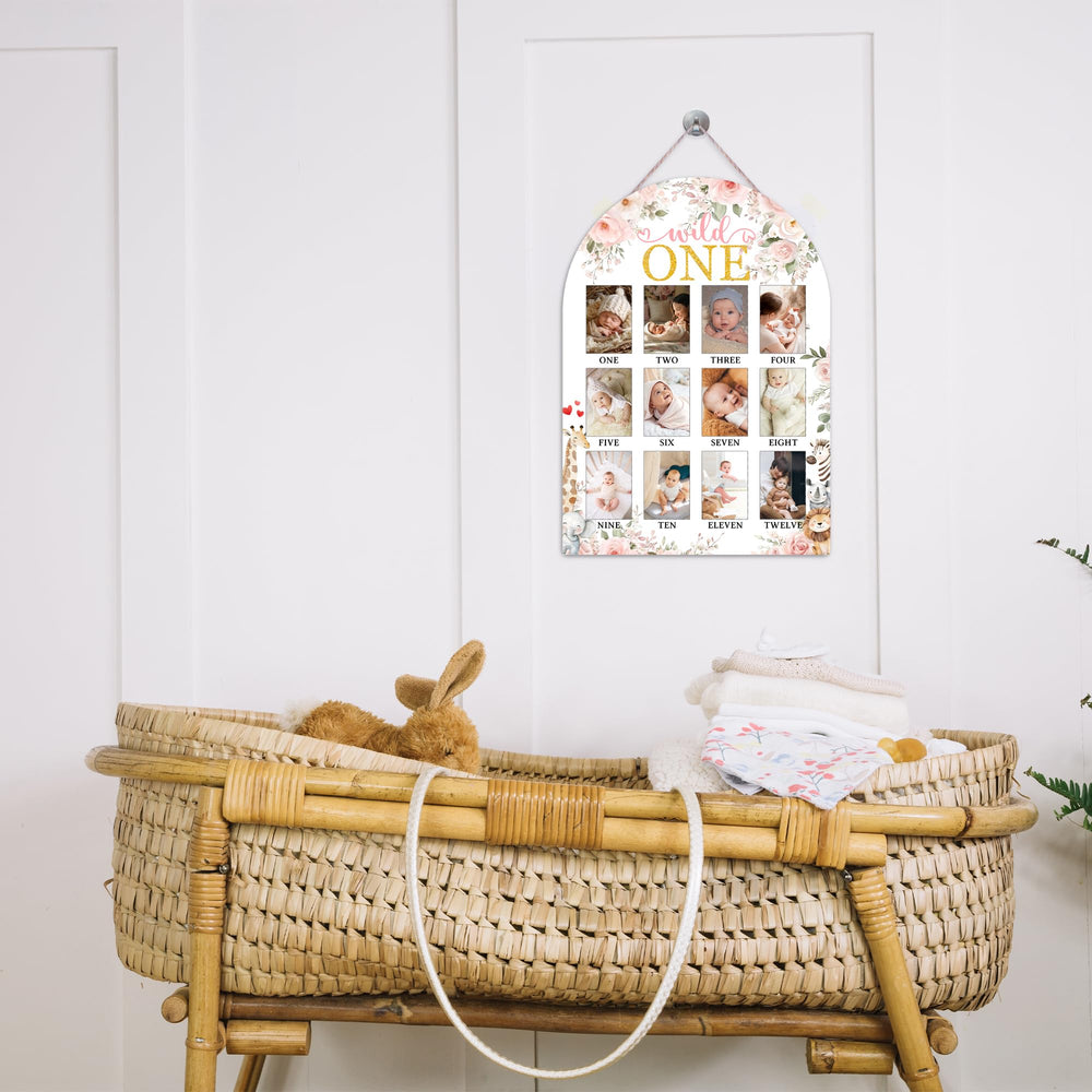 UIBOVA Wild One Year Photo Board, a gender-neutral gift for baby showers and nurseries