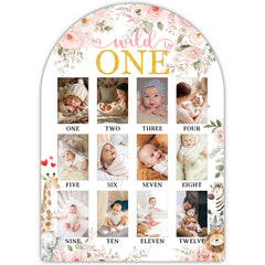 UIBOVA Wild One Year Photo Board with jungle animals, ideal for showcasing baby milestones