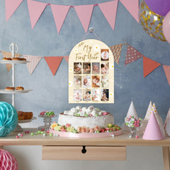 UIBOVA wooden milestone board with hooks and rope for hanging