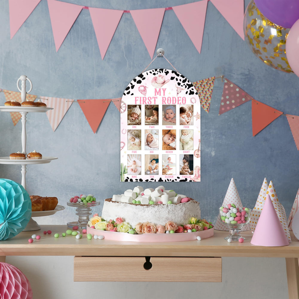 UIBOVA wooden photo board 12-month layout for easy milestone display