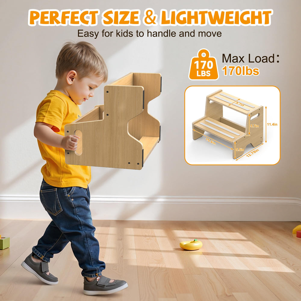 Uiirvdy step stool for potty training in bathroom with stable height and non-slip surface.