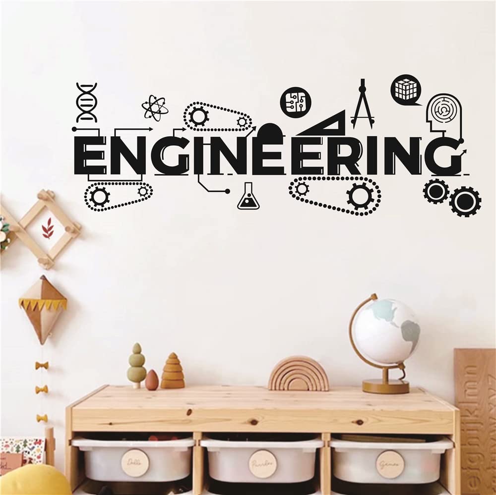 UILMNIY AFN94 black engineering wall decal enhances modern classroom visuals