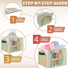 uinwk Boho Rainbow storage bin handle closeup highlights easy transport.