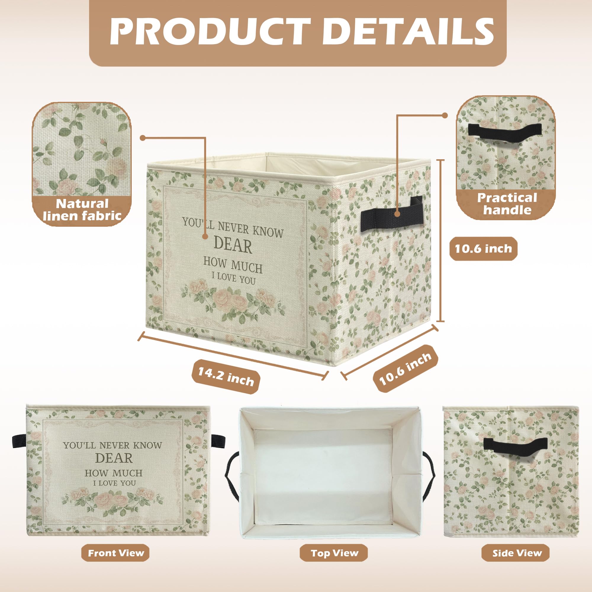 uinwk Floral Girl Storage Bin folded flat for compact storage